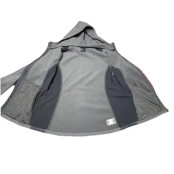 Spyder Women's Large Waffle Knit Fleece Lined Jacket Gray Pink Full Zip Hooded - Picture 12 of 14
